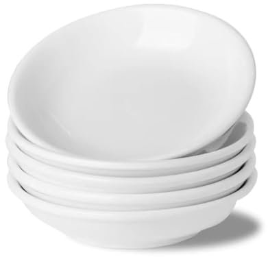 UIBFCWN Paquete de 5 platos de salsa de soja, cuencos de cerámica de 3 onzas, cuencos pequeños de 4 pulgadas, mini cuencos de servir para guarniciones, tazas de salsa de porcelana para barbacoa