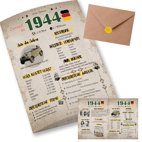 Sugeru Besondere Geburtstagskarte 81 mit Umschlag | 1944 Jahrgang Geschenk | 81 geburtstag frau mann | Sechzigsten Geburtstagsdeko lustig,Tolle Geschenkidee,Chronik,Karte,Jubiläum- DIN A5 (81 Jahre)