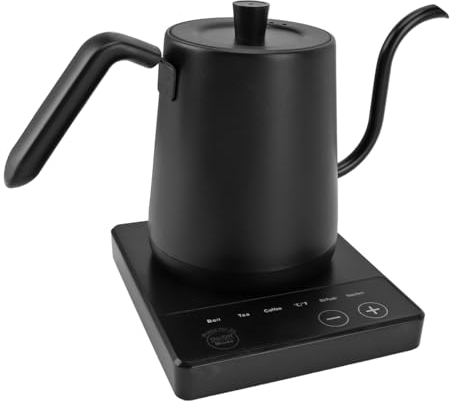 Vierta sobre la Tetera de café, Tetera Eléctrica con Cuello de Cisne de 800 Ml, Acero Inoxidable 304, Calentamiento Rápido, 1000 W para el Hogar (Enchufe europeo 220V)