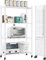 DEANIC Folding Storage Shelves,4 Tiers Metal Shelving Units for Storage 28x50x13.4 inch, Kitchen Shelves on Wheels,Pantry Shelves,Bookcase for Living room (White)