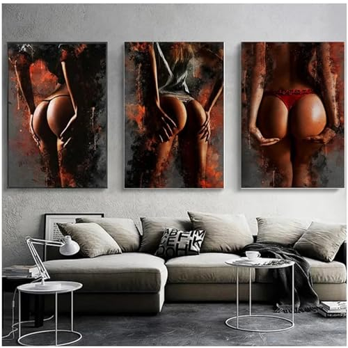 5D DIY Diamond Art Painting Kits Vollbohrer, Sexy nackte Frau Strass Kreuzstich Stickerei Leinwand 3 Stück Diamant Malerei Bilder Painting nach Zahlen für Kinder Erwachsene Wohnwand Dekor 50x70cm T104