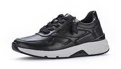Gabor Damen Low-Top Sneaker, Frauen Halbschuhe,Turnschuhe,Laufschuhe,schnürschuhe,schnürer,Plateausohle,schwarz (S.grau),40 EU / 6.5 UK