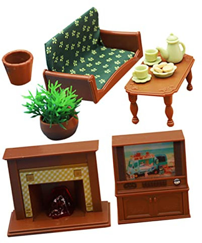 Vaguelly 1 Set Puppenhaus Sofa Miniaturhaus Mini Spielzeug Mini Wohnzimmer Zubehör Miniatur Landschaft Requisite DIY Miniatur Wohnzimmer Szene Spielzeug