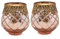Vintage Kerzengläser Windlichter rot gold - 2 Moderne Windlichtgläser in 14 cm als Kerzenständer Laterne Teelichthalter - Boho Kerzenhalter Teelichtglas als Hochzeit Tisch-Deko Balkon Garten Deko