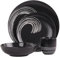 lesulety Vaisselle 4 Personnes Vaisselle Noir Ensemble de Plats Vaisselle Profonde Soupière en grès Vaisselle Set Dinnerware Sets Vaisselle avec Tasses,Noir,1 Set