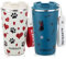 GLEKGLEK Kaffeebecher to go, Reise Thermobecher 510ml mit Trageschlaufe 2er set, Doppelwandiger Trinkbecher mit Katzen und Hundedruck für Arbeit Auto Halter Reisen