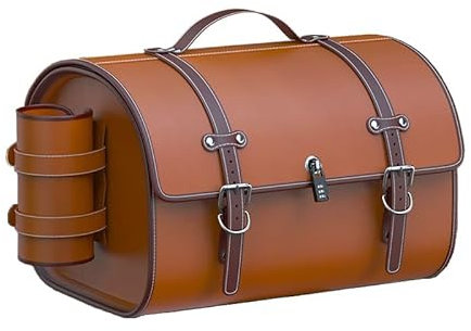 LUYSNDFG Motorrad-Topcase für Suzuki Boulevard C90, Motorrad Topcase Reisen Motorradkoffer Motorrad Heckbox mit Sicherheitsschloss, Weatherproof Motorradzubehör,B Orange Brown