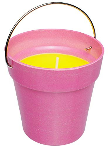 alles-meine.de GmbH 4 Stück Citronella Kerzen im Eimer - Aroma Duftkerze - Zitronen Duft - rosa/pink - 8 cm hoch - Glas Topf - Bodenkerze - Tischkerze - Tischdeko/Gartenker..