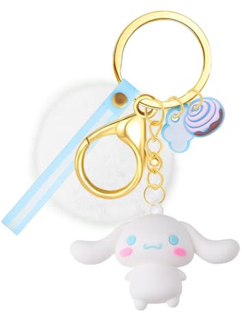 Hanaoops Porte-Clés Mignon de Dessin Animé pour Femmes Kawaii Porte Clé Personnalisé Toucher Doux Pompons Pendentif Porte-Clés, Sac à dos, Breloques de Voiture Cadeau pour Enfants Filles