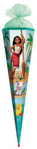 Schultüte, Disney Vaiana, 85 cm, eckig, Rot(h)-Spitze, Tüllverschluss