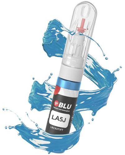 BLU Lackstift Auto kompatibel für VW LA5J BLAU PACIFICBLUE | Auto Lack Reparatur 2in1 Ausbesserungslack Pinsel + Nadel