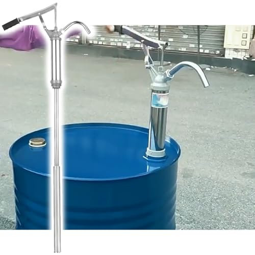 AMUFJJ Pompe a Eau Manuelle/Pompe a petrole Pompe À Tambour Manuelle avec Perche Extensible, Pompe À Main Robuste pour Fûts De 25 À 200 litres, Idéale pour Transférer du Mazout/Liquide De Chauffage
