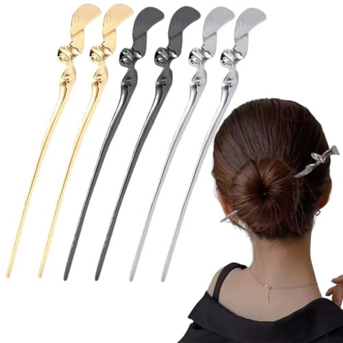 6 PCS Spiral Snake Metal Hair Sticks Vintage Girls Hair Chopsticks Sword Simple and Elegant Headdress Chinese Style Sticks Elegant Vintage Simple for Girl Woman