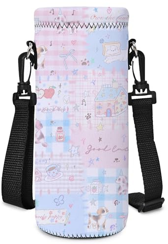 AUPET Water Bottle Bag Carrier,24oz/32oz Insulated Neoprene bottle Sling Holder Case Pouch Cover for 1000ML/750ML Bottles with Shoulder Strap for walking (Lucky Dogs, 1000ML)