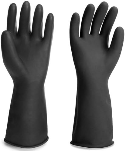 YTPAFK 14 Rubber Gloves, Heavy Duty Latex Gloves Chemical Resistant, Waterproof, Resist Strong Acid, Alkali and Oil, Not Afraid of Scratches (1 Pair)