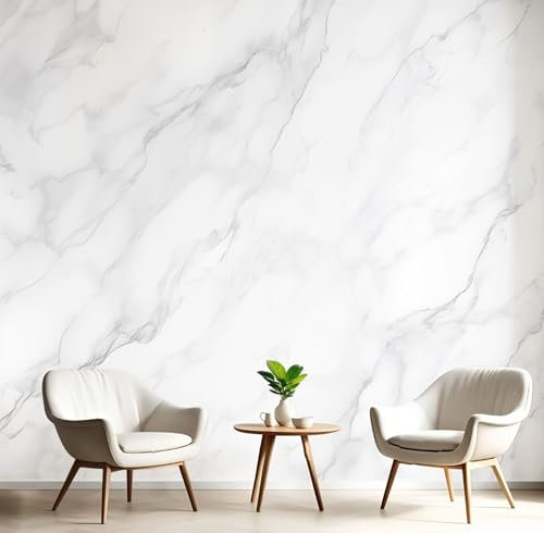 JSCWDET Papier Peint Panoramique Nature 300×210 Cm (W×H) - Revêtement Mural Décoration Pour Chambre Salon - Design Moderne - Esthétique Moderne En Marbre - Motif En Marbre Blanc