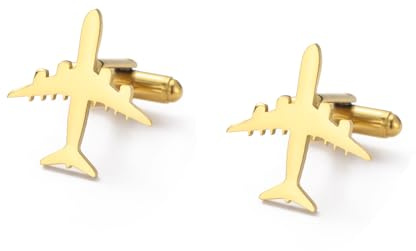 Dreamtimes Flugzeug Flugzeug Manschettenknöpfe für Männer Edelstahl Flugzeug Manschettenknöpfe Aviation Themed Mens AccessoriesPilot Geschenk für Hochzeit Business Travel Enthusiasten