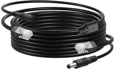 CERRXIAN 16,4 ft Ethernet RJ45- und DC-Kabel, POE CAT5 Ethernet mit Netzteil, Cat 5 RJ45 + 5,5 x 2,1 mm DC-Kameranetzkabel, für CCTV-Überwachungskamerasysteme, IP-Kameras usw
