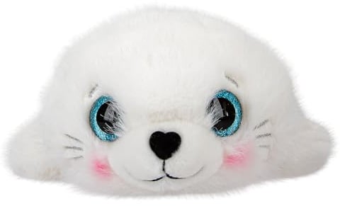 Depesche 13772 Princess Mimi - Kuscheltier Robbe Robby, mit weichem Fell in Weiß und blauen Glitzeraugen, ca. 30 cm großes Plüschtier
