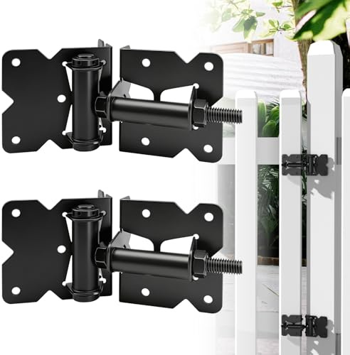 K KASONIC Paquete de 2 Bisagra Autocerrante, para Juego 3/4-1 Pulgada | Para Cercas de Vinilo, Madera y Metal, Bisagras Pesadas Ajustables, Incluye Herramienta de Instalación y Tornillos, Soporta 1