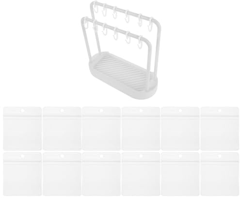 ZUNOXAZ Puppenkleiderständer mit 20 Transparenten Taschen und Haken Puppenhaus Kleiderschrank Organizer für Puppenkleidung und Anstecknadeln Tragbarer Kunststoff Aufbewahrungsständer für