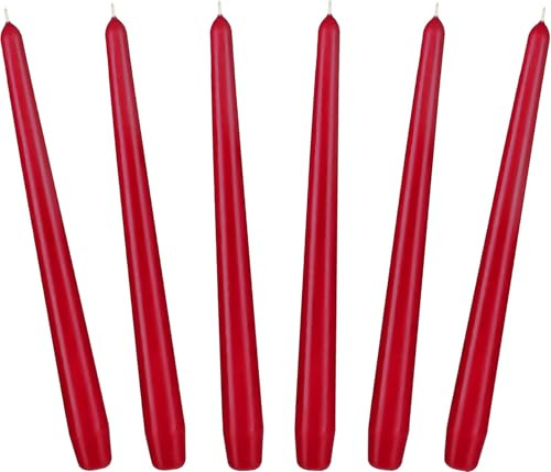BRUBAKER 24 cm Spitzkerzen für Kerzenständer und Kerzenhalter - 6 Stück | Lange, tropffreie Deko Kerzen mit langer Brenndauer - Leuchterkerzen Set Dunkelrot