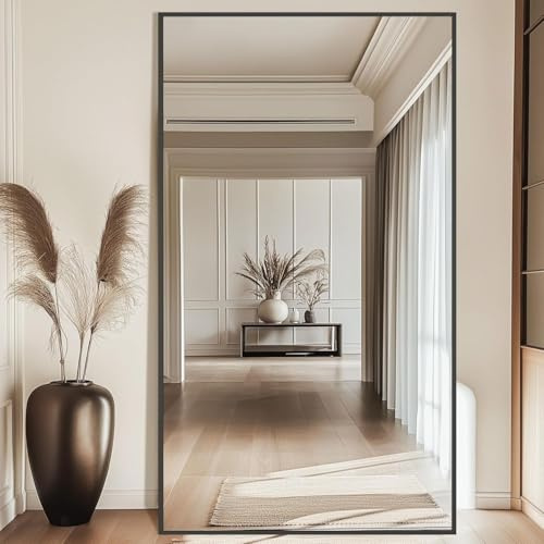 BEAUTYPEAK 195x95cm Großer Ganzkörperspiegel, Bruchsicher Standspiegel | HD Spiegel mit Ständer, hängend oder lehnend, Groß Wandspiegel mit Ständer für Schlafzimmer, Wohnzimmer oder Ankleidezimmer