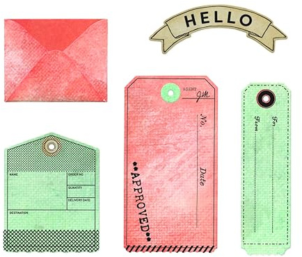 Sizzix Transparentes Stempel-Set mit Framelit-Stanzformen, Tag It by 49 & Market, 6 Gummistempel und 17 Stanzformen