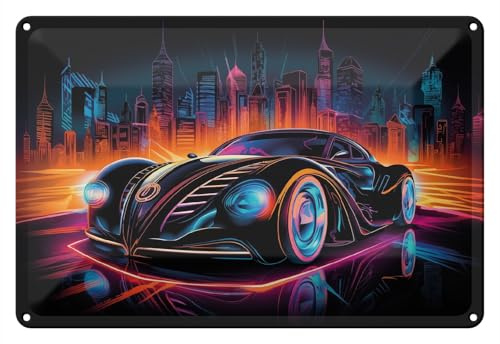 Wallario Blechschild Wandbild aus Metall Cyber-Speed-Illusion - 20 x 30 cm in Premium-Qualität: Brillante Farben