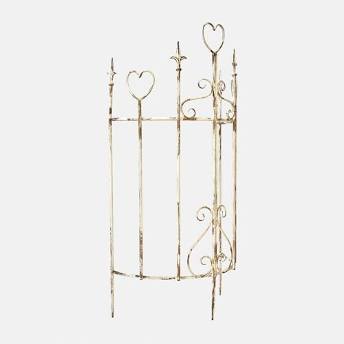 Loberon Rankgitter Iveralia - Nostalgischer Charme - Antik Finish - Eingearbeitete Herzen - Rankhilfe - Gartenzubehör - Outdoor - Eisen, antikweiß