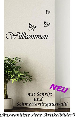 WANDTATTOO Sprüche ***home affaire Serie*** verschiedene Motive, Größen u. Farbauswahl - von A&D design (Willkommen + Schmetterlingset, 60cm)
