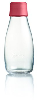 Retap ApS Grande Bouteille d'eau en Verre Borosilicate 0,8 Litre, Verre, Framboise, 0.3 / Small