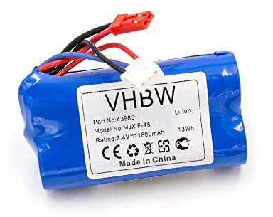 vhbw Batterie Remplacement pour Revell 440704, 43986, 24056, 2406 pour modéle RC (1800mAh, 7,4V, Li-ION, Bleu)