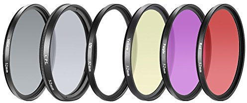 Tenlacum Kit filtro 52MM per Gopro Hero 3+/4, 6pcs filtro UV CPL filtro ND4 Lens Filter Kit