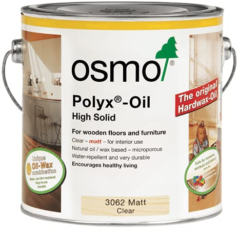 Osmo Polyx®-Oil - Hard Wax Oil 3062, Clear Matt, 0.375L - Durable for Furniture, Water-Resistant Floor Wax, Wood Treatment & Wood Finish - Ideal for Oak, Pine, Spruce, Beech & More