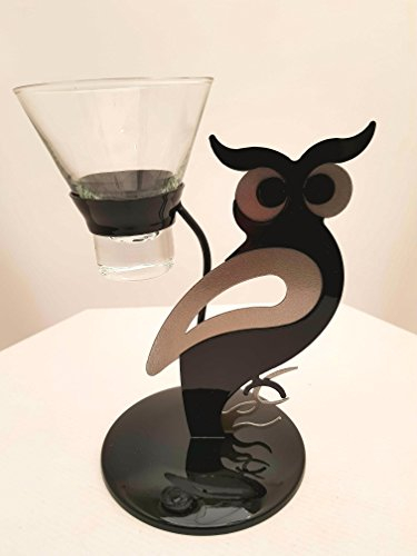 Teelichthalter Eule aus Metall Schwarz/Silber - für EIN Teelichter - Handarbeit Sonderpreis