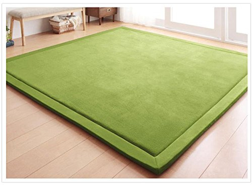 Loartee 80x200cm Kinder-Teppich, korallenrote Samt-Krabbeldecke fürs Kind | Moosgrün, Korallenroter Samt-Kinderteppich, stoßdämpfend, für Krabbelkinder