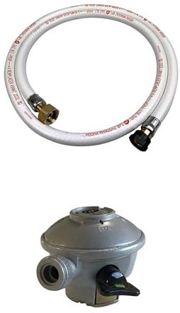 Alice's Garden - Kit Tuyau Flexible de gaz 1.5 m à Embouts mécaniques + Détendeur Quick-on Ø27mm - Propane 37mbar 1.5kg/h. raccord Rapide – Normes NF