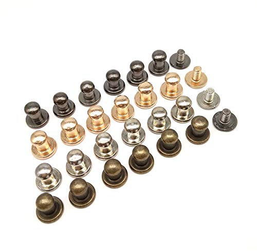 YICBOR 60pcs/Pack 5x8x8mm Alloy Screw Knob Rivets Handmade Crafts ZD-015 for Belt Shoes Watchband Metal Silver/Black/Bronze/Gold (Mixed-Colored)