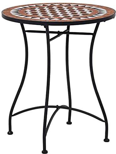 vidaXL Mosaik Bistrotisch Gartentisch Balkontisch Mosaiktisch Terrassentisch Tisch Beistelltisch Couchtisch Gartenmöbel Braun 60cm Keramik