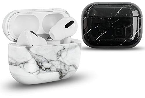 Newseego Kompatibel mit AirPods Pro Hülle, [2 Pack] Ultradünnes Marmor Case Vollschutz Stoßfest Hard Abdeckung Tragbare Hülle für AirPods Pro Earpods Ohrhörer-Ladetasche, Schwarz&Weiß