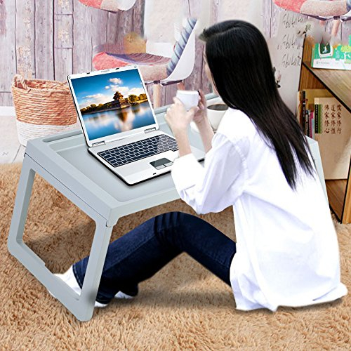 Klappbarer Betttisch Klappbarer Kunststoff-Betttablett, Laptop-Tisch Ideal für Camping-Betttablett für Frühstückslesearbeiten und Verschiedene Unterhaltungsmöglichkeiten