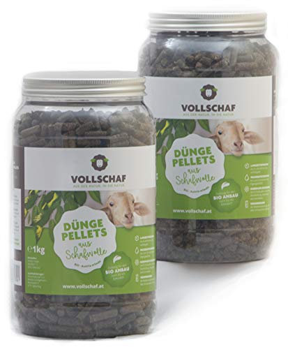 Gartenwolle Mulchwolle Düngepellets Schafwolle Schafpellets Schafwoll Pellets 2 x 1 kg Dose Vollschaf