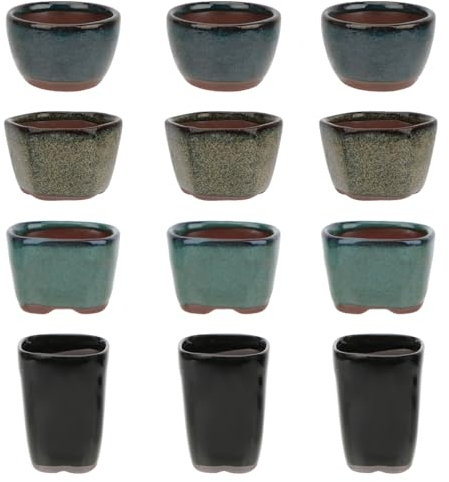 happy bonsai Lot de 12 mini pots émaillés de 4 cm