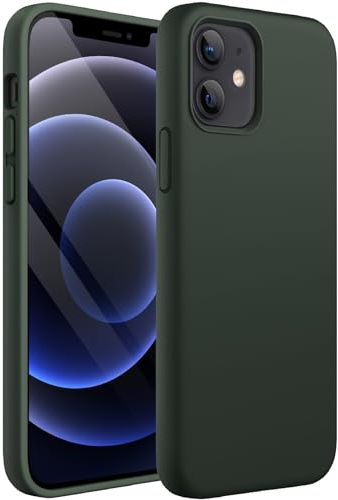 JETech Silicone Case for iPhone 12/12 Pro 6.1-Inch, Silky-Soft Touch Full-Body Protective Phone Case, Shockproof Cover with Microfiber Lining (Cyprus Green)