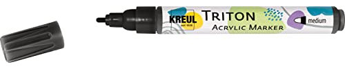 KREUL 17709 - Triton Acrylic Marker medium, Schwarz, Stichstärke 1 bis 3 mm, für Linien und Schriften, seidenmatt auftrocknend, hohe Farbintensität, wetterfest auf saugenden Untergründen