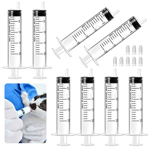 8 Stück Spritzen 20 ml mit Deckel, Schrägmund Kunststoffspritze, Einzeln Verpackte Spritzen mit Mütze, Spritzen Fütterungsspritzen für wissenschaftliche Labors Tierfütterung Pflanzenbewässerung