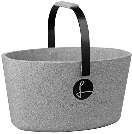 Lieblingskorb Basic Silver Grey Einkaufskorb und Thermobox in einem, isoliert, abwaschbar, Made in Germany, Picknickkorb zum kühlen von Lebensmittel, Einkaufstasche, Volumen: 22 Liter (Tiefschwarz)