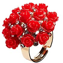 Cocktailring Damen groß Verstellbarer Ring mit Steinen, Emaille, Perlmutt, Keramik, 65% Juwelierlegierung 20%Keramik 15% Kunststein