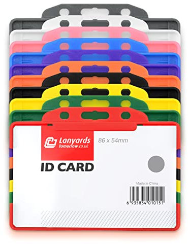 Lot de 10 Porte-badges en plastique rigide à glisser sur une face ouverte pour carte d'identité badge horizontal ou paysage, peut contenir une carte de crédit 8.6 x 5.4cm Couleur mélangée assortie